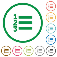Ordered list outlined flat icons