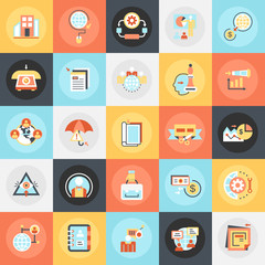 Flat icons pack of worldwide global business