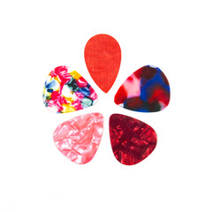 Guitar plectrums isolated on a white background
