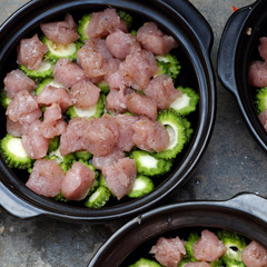 Vietnamese food, fish with bitter melon