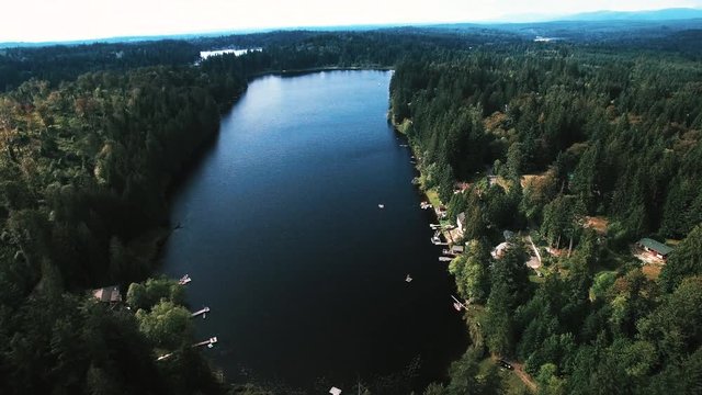 Monroe Washington Aerial Shot Storm Lake Flowing Lake Forests
