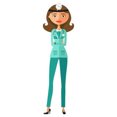 Doctor woman in medical gown with stethoscope vector