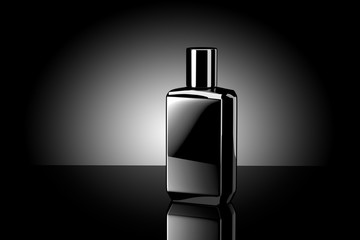 Luxury cosmetic black packaging on black background 3d rendering