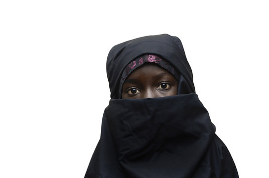 Isolated African Arab Schoolgirl Veil Niqab