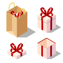 Opened and closed present  gift boxes