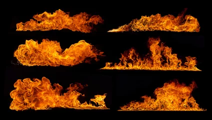 Photo sur Plexiglas Flamme Collection de flammes de feu sur fond noir