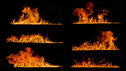 Photo sur Plexiglas Flamme Collection de flammes de feu sur fond noir