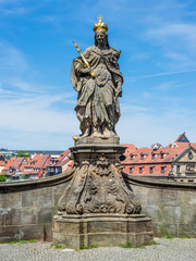 Fototapeta na wymiar Statue of St. Cunigunde as Holy Roman Empress, in Bamberg
