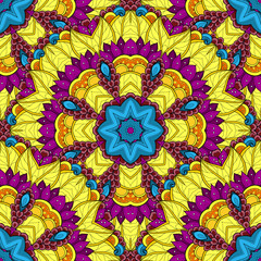 Vector Seamless Colored Ornate Pattern