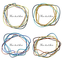 Set of Hand Drawn Scribble in Elliptical Form