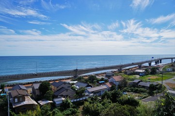 Obraz premium 日立駅から見た海側の町並み