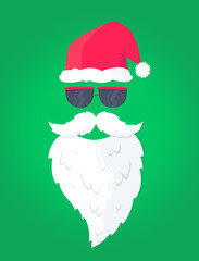 Face of Santa Claus on green background