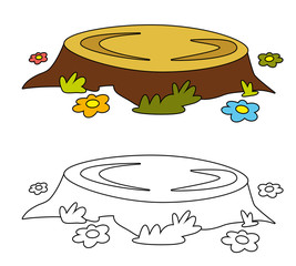 Cartoon nature scene of cut tree element - isolated - illustration for children