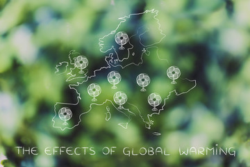 global warming, europe and funny electric fans