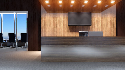 Meeting room. Winter morning. 3D rendering