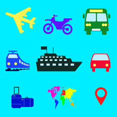 Travel around the world,transport,continent,vectors, icons set.