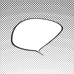 Speech Bubble on White Background with Black Dots , Speech Bubble on Halftone Background, Retro Style, Gradient from the Top Down, Vector Illustration