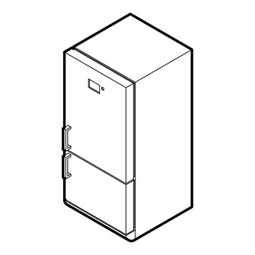 Fridge icon in outline style on a white background vector illustration