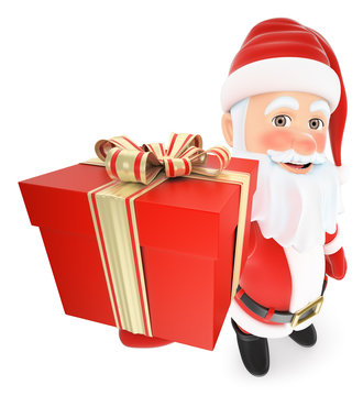 3D Santa Claus with a gifts with a ribbon