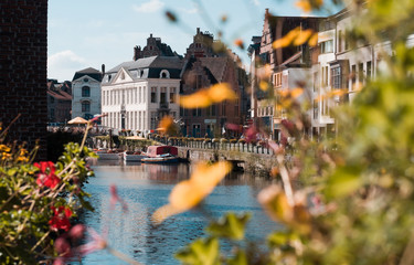 Cityscape with a channel in the city of Gent in Belgium - 122942864