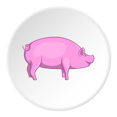 Pig icon in cartoon style isolated on white circle background. Animals symbol vector illustration 