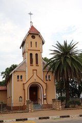 Fototapeta na wymiar National Monument in Namibia, Catholic St. Barbara Church in Tsumeb, Africa