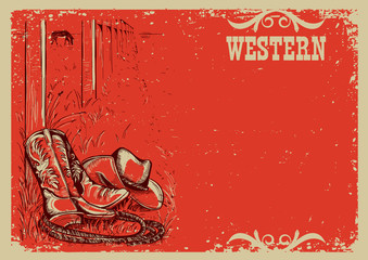 Cowboy's life.Western background illustration for text