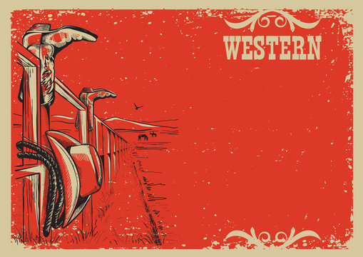 Cowboy's life vector background illustration for text