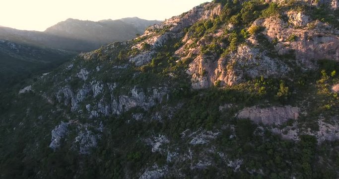 Aerial view of steep  mountain cliff in spain