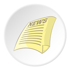 Newspaper icon in cartoon style isolated on white circle background. Paper symbol vector illustration
