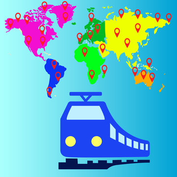 Travel train, transport, vectors, icons.