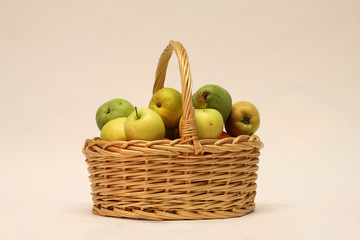 Basket with Apples and Pears