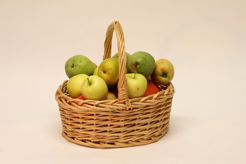 Basket with Apples and Pears