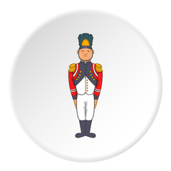 French soldiers in uniform icon in cartoon style isolated on white circle background. Military symbol vector illustration