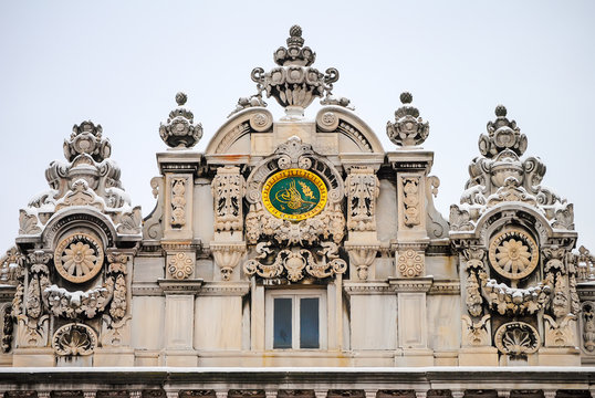 Huge picturesque Dolmabahce Palace in Istanbul. Turkey.