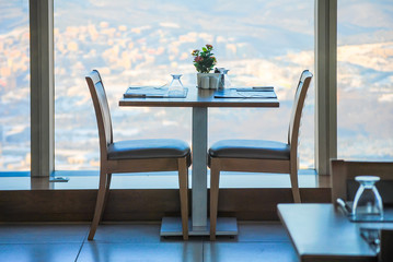 A cozy table in the shopping and entertainment complex Sapphire.