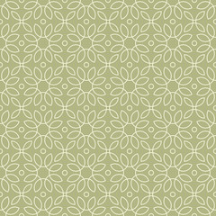 loops pattern 2 / Seamless vector pattern of abstract floral elements on olive background.