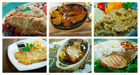 set of different pork meat