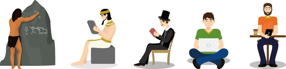 Human and technic evolution from primitive painting to tablet