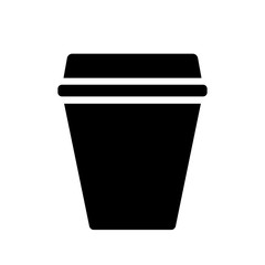 paper plastic coffee glass drink cup icon black on white backrou