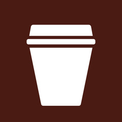 paper plastic hot coffee drink glass brown  icon on creme backgr