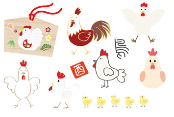 Obraz premium Illustrations of various chicken いろいろなにわとりのイラスト