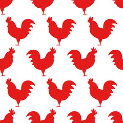 Red roosters seamless pattern. Chinese New year 2017.