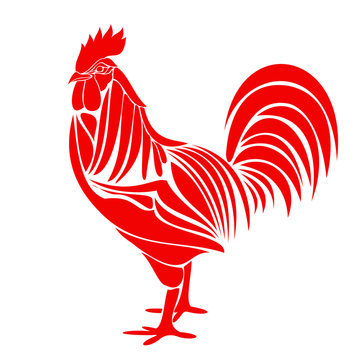 Red Rooster.  Vector illustration for card, emblem and logo design for chicken farms and products.