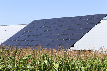 Solar Power Station on the summer Meadow
