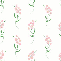 Floral seamless pattern , blue, purple flowers white background. For printing on fabric and paper