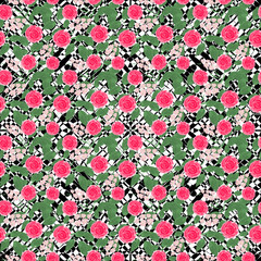 Floral seamless pattern , cute red flowers black , light  background. For printing on fabric and paper