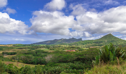 Blick auf Chamarel mit Rumfabrik von Plaine Champagne Mauritius