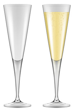 Champagne flutes. Photo-realistic vector illustration.