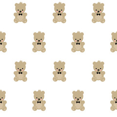 Teddy Bear seamless pattern on white background. Cute vector with baby bear. Design for print on baby's clothes, textile, baby shower, wallpaper, fabric.